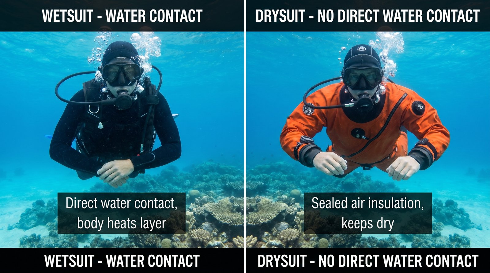 Drysuit vs Wetsuit Comparison