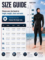 OUZO 3mm Black Neoprene One-Piece Wetsuit - Cold Water Diving Suit