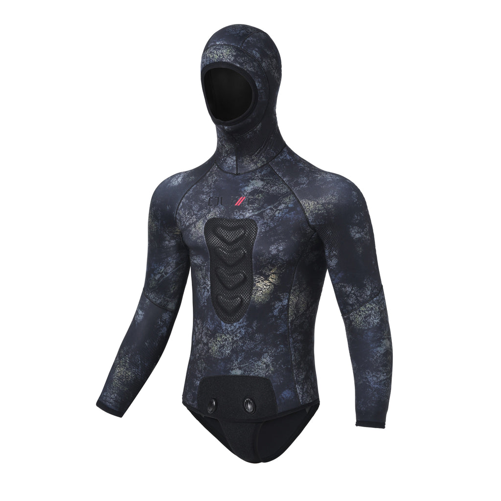 OUZO 7mm Camo Neoprene Two-Piece Wetsuit Set - Cold Water Spearfishing Diving Suit - image 2