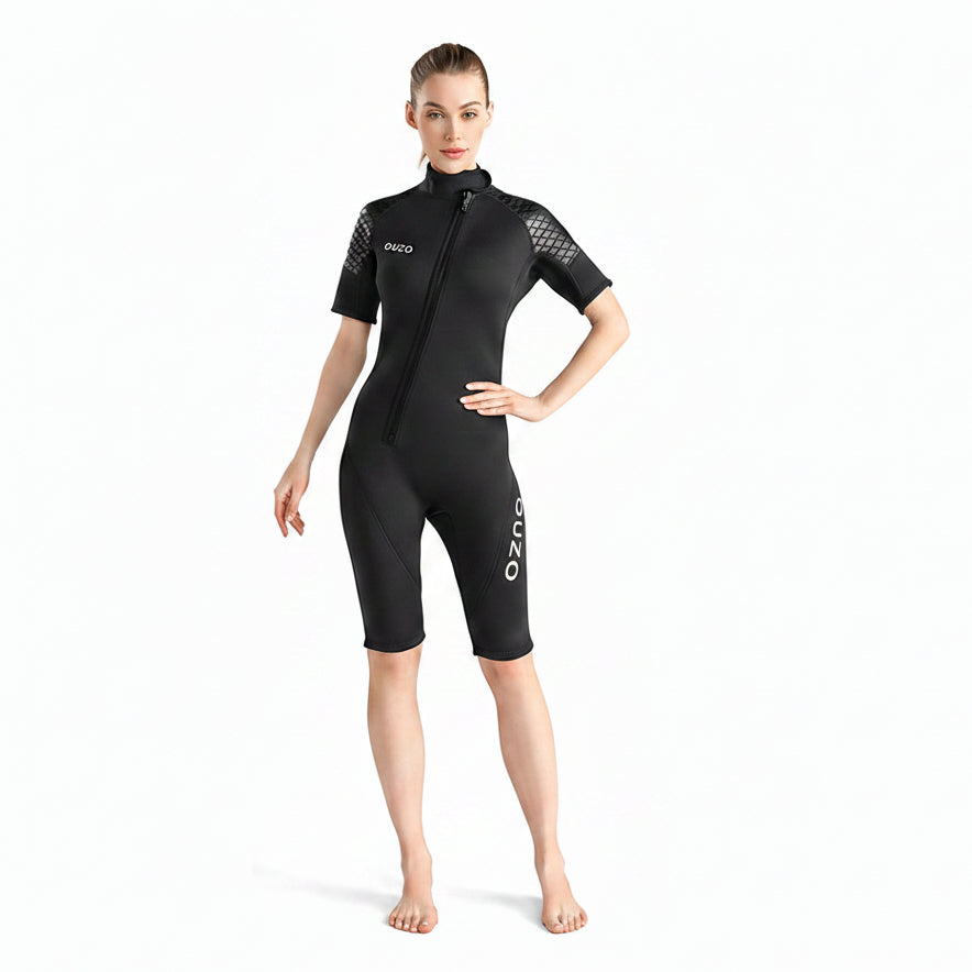 OUZO 3mm Unisex Neopren Shorty Taucheranzug - Kurzarme Thermal Diving Suit
