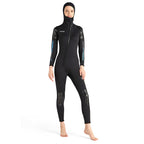 OUZO 3mm Damen Neopren Einteiler Tauchanzug – Kapuze Ganzkörper Thermo Taucheranzug