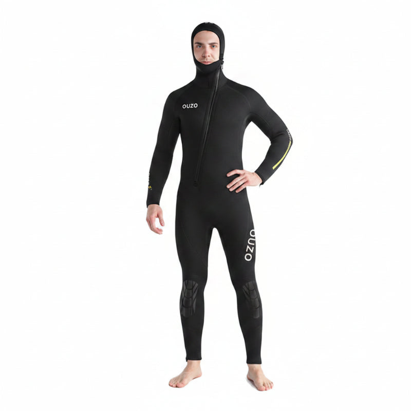OUZO 5mm Neopren-Einteiler für Herren – Kapuzen-Ganzkörper-Thermo-Tauchanzug