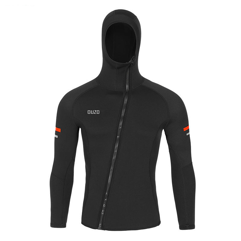 OUZO 1,5mm Herren Neopren-Wetsuit-Top - Kapuzen-Thermojacke