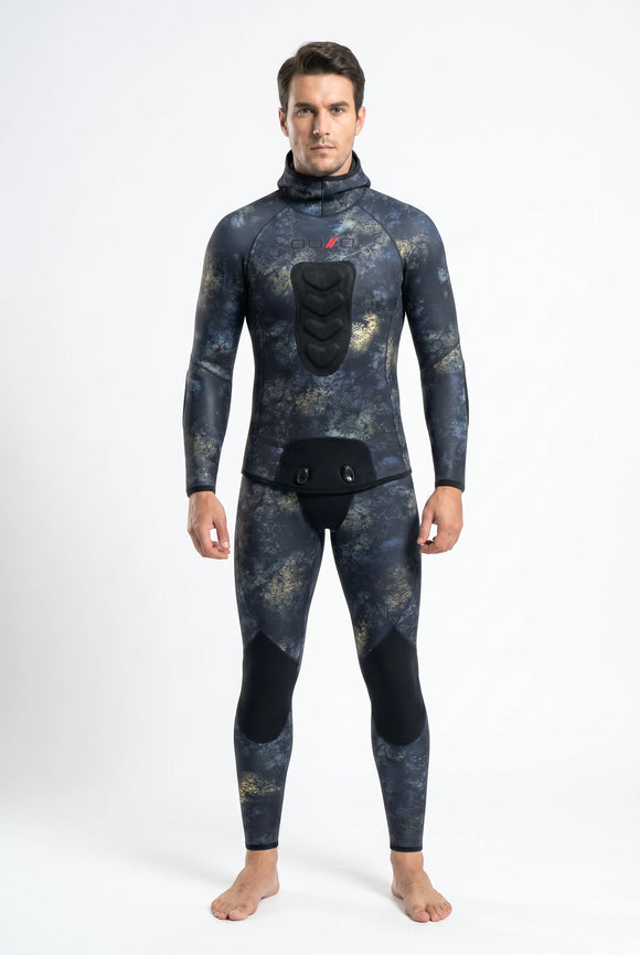 OUZO 7mm Camo zweiteiliger Neoprenanzug im Set, Vorderansicht