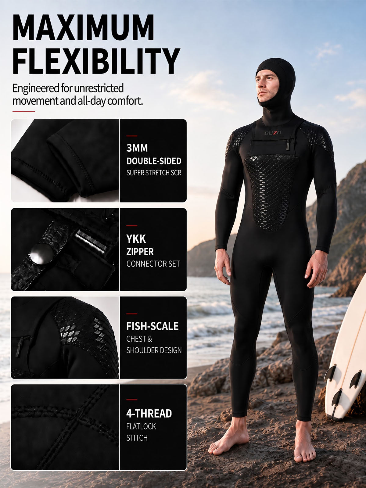 Premium Hooded Wetsuit
Built for Warmth, Comfort & Movement